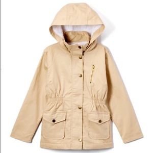 Girls Khaki Sherpa-Lined Anorak Jacket